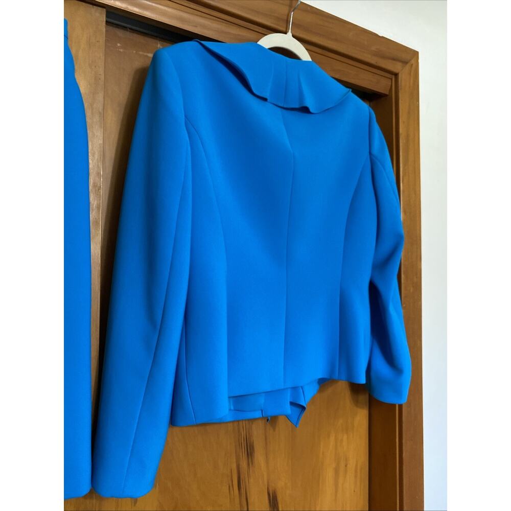 Albert Nipon Skirt Suit Ruffle Drape Front Turquo… - image 7